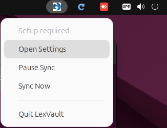 LexVault system tray menu